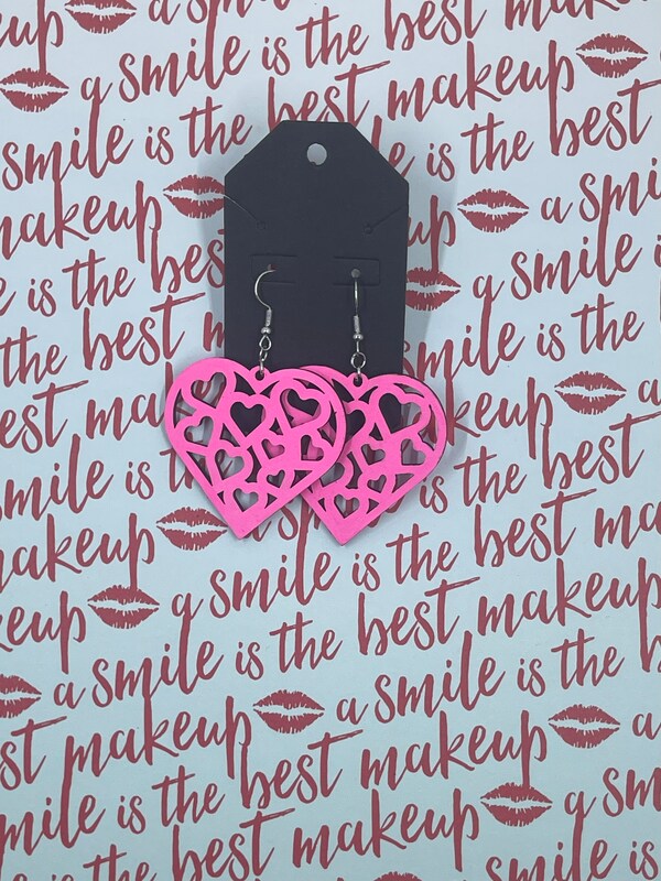 Pink heart best sale shaped earrings